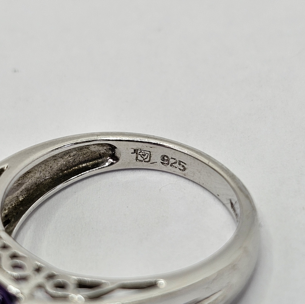 Retired Michelle Albala Amethyst & Diamond Ring in Sterling Silver Size 7! - Picture 14 of 15